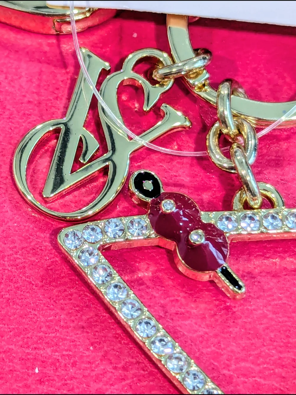 🆕 VICTORIA'S SECRET Gold Crystal Martini Glass Keychain/Bag Charm